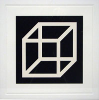Open cube in white on black / Sol Lewitt | Lewitt, Sol. Auteur